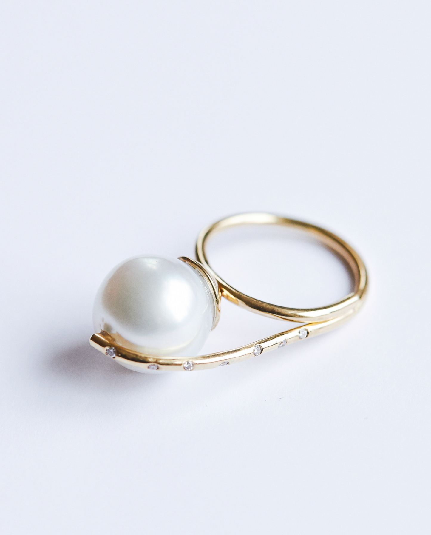 South Sea pearl Seed Ring with diamond