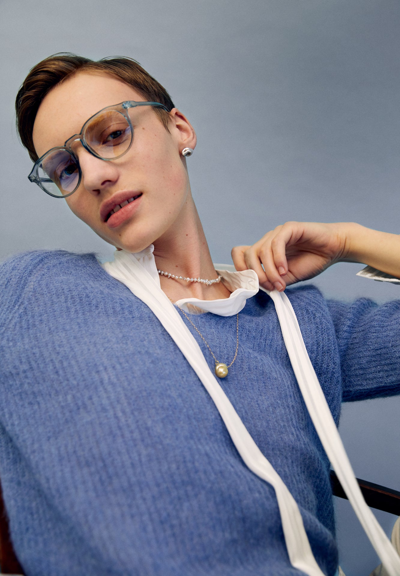 South Sea Honey Pearl Stud Necklace