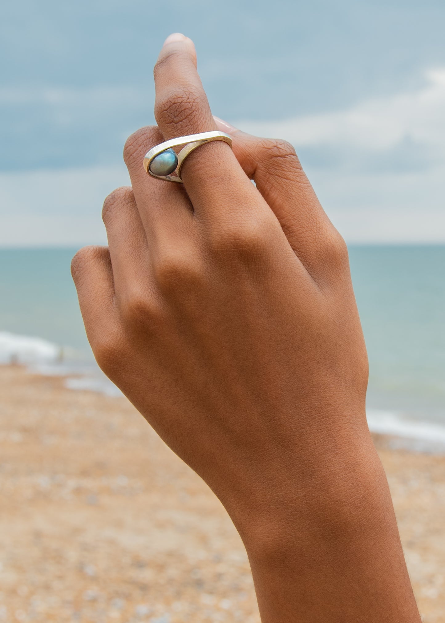 O Ring Tahitian pearl / Silver