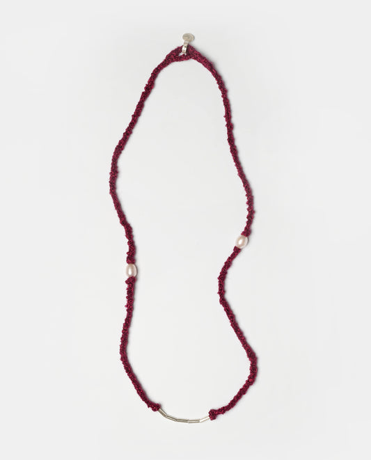 Handknitted Burgundy Necklace