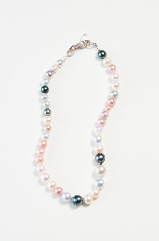Lavender multi colored pearl Necklace