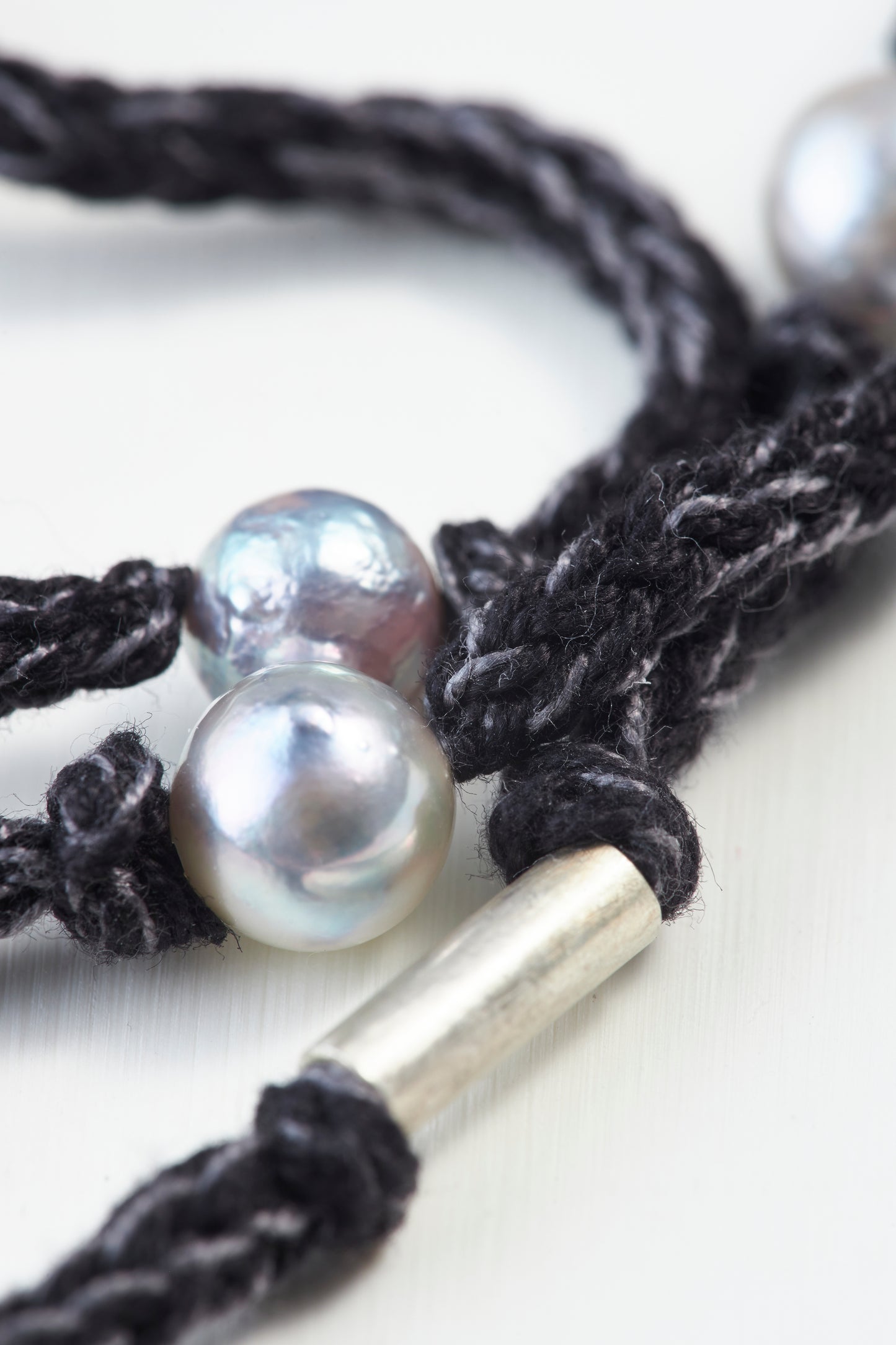 Cotton code Necklace -Black&Grey 70cm