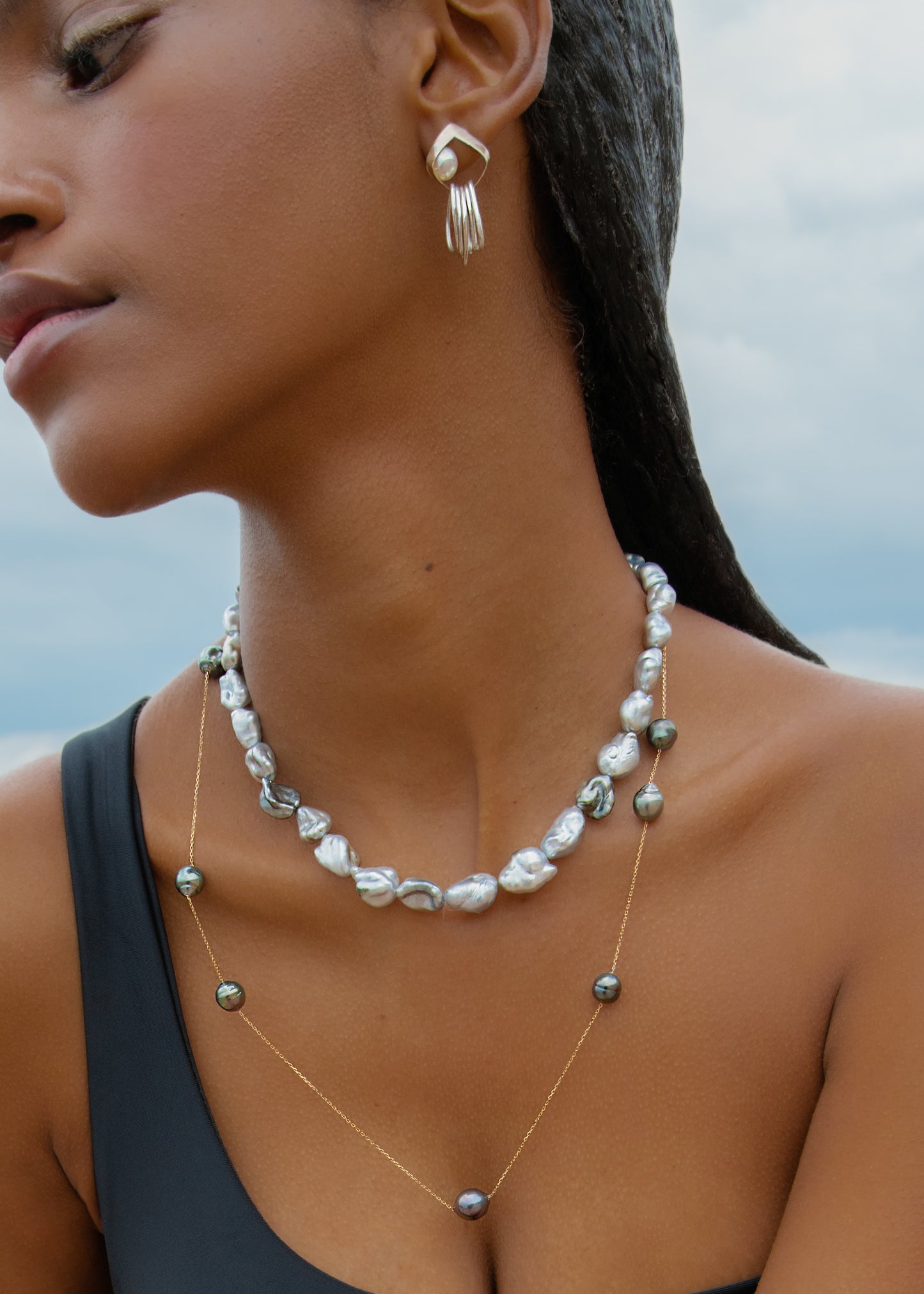 Large Tahitian Keshi Pearl Necklace