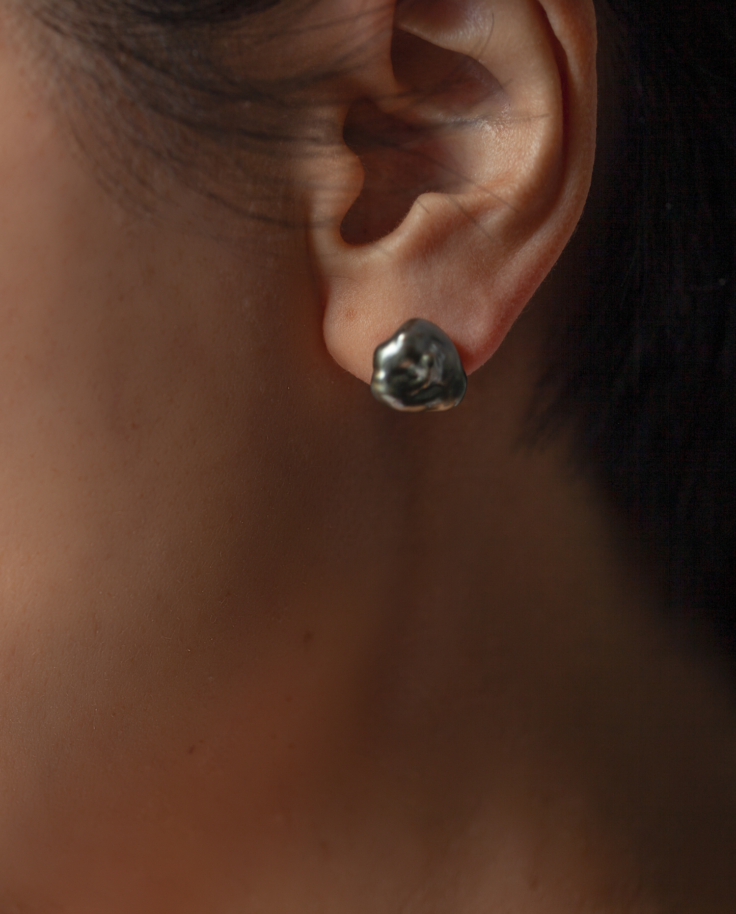 Large Tahitian Keshi pearl Single Earring