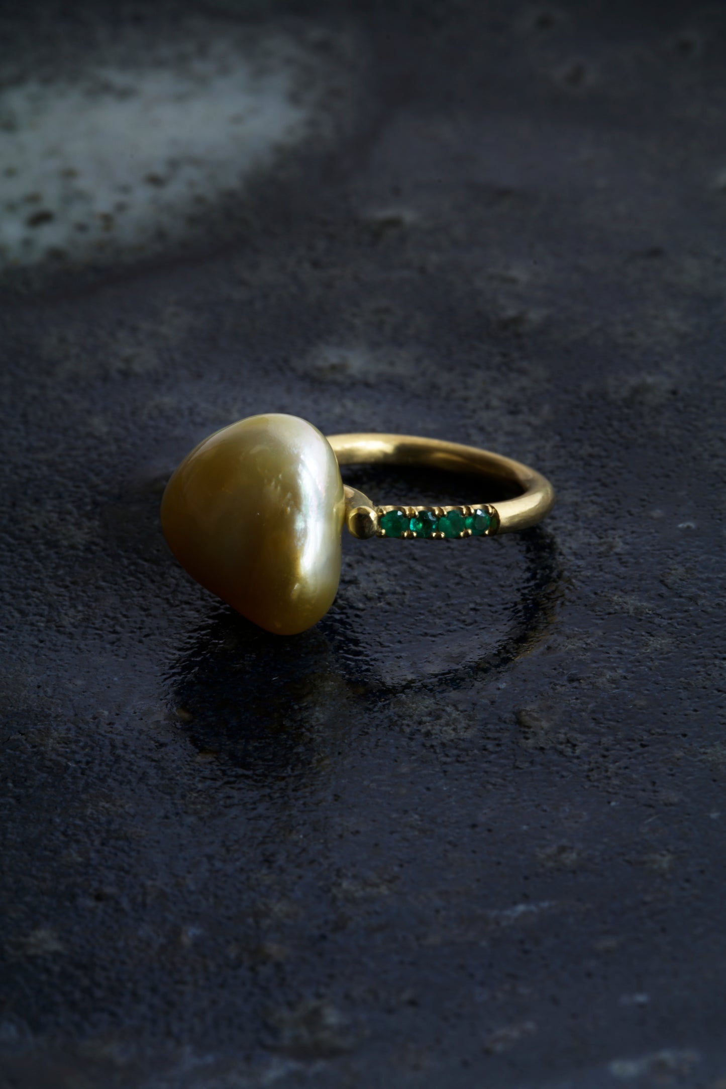 Emerald & South Sea pearl Pinky Ring