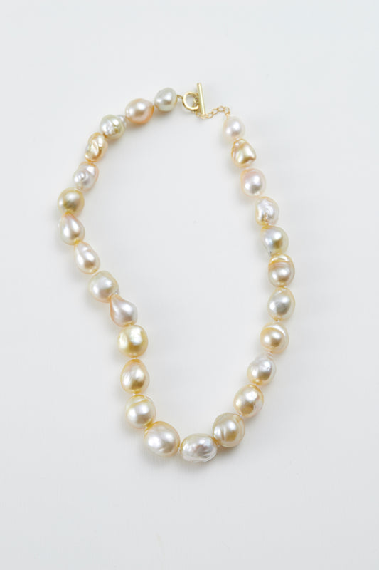 Baroque South Sea honey gold pearl Necklace